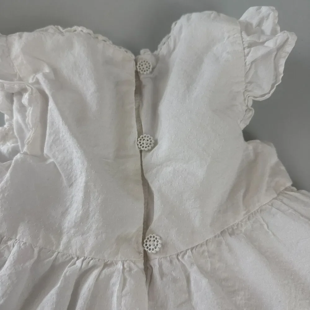 Rachel Zoe Toddler Girls White Cotton Tiered Dress Lined Size 3T
